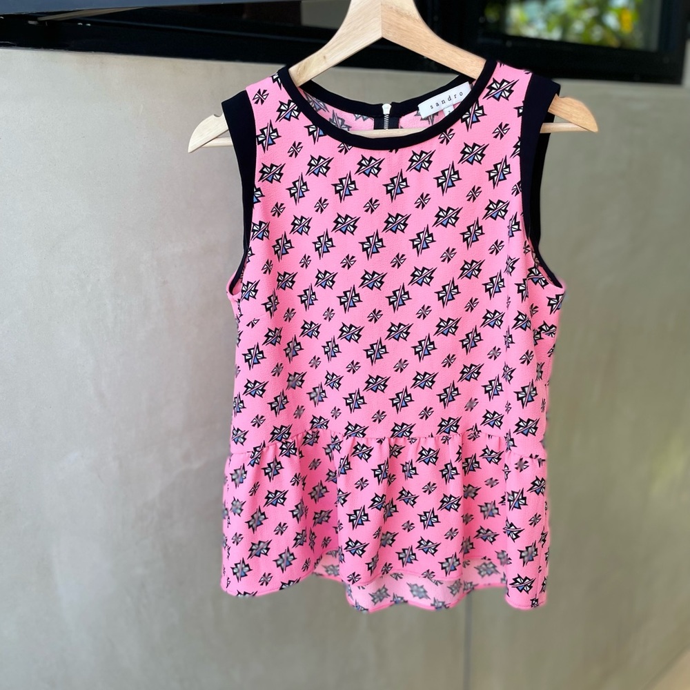 NWOT sandro peplum zip back sleeveless top